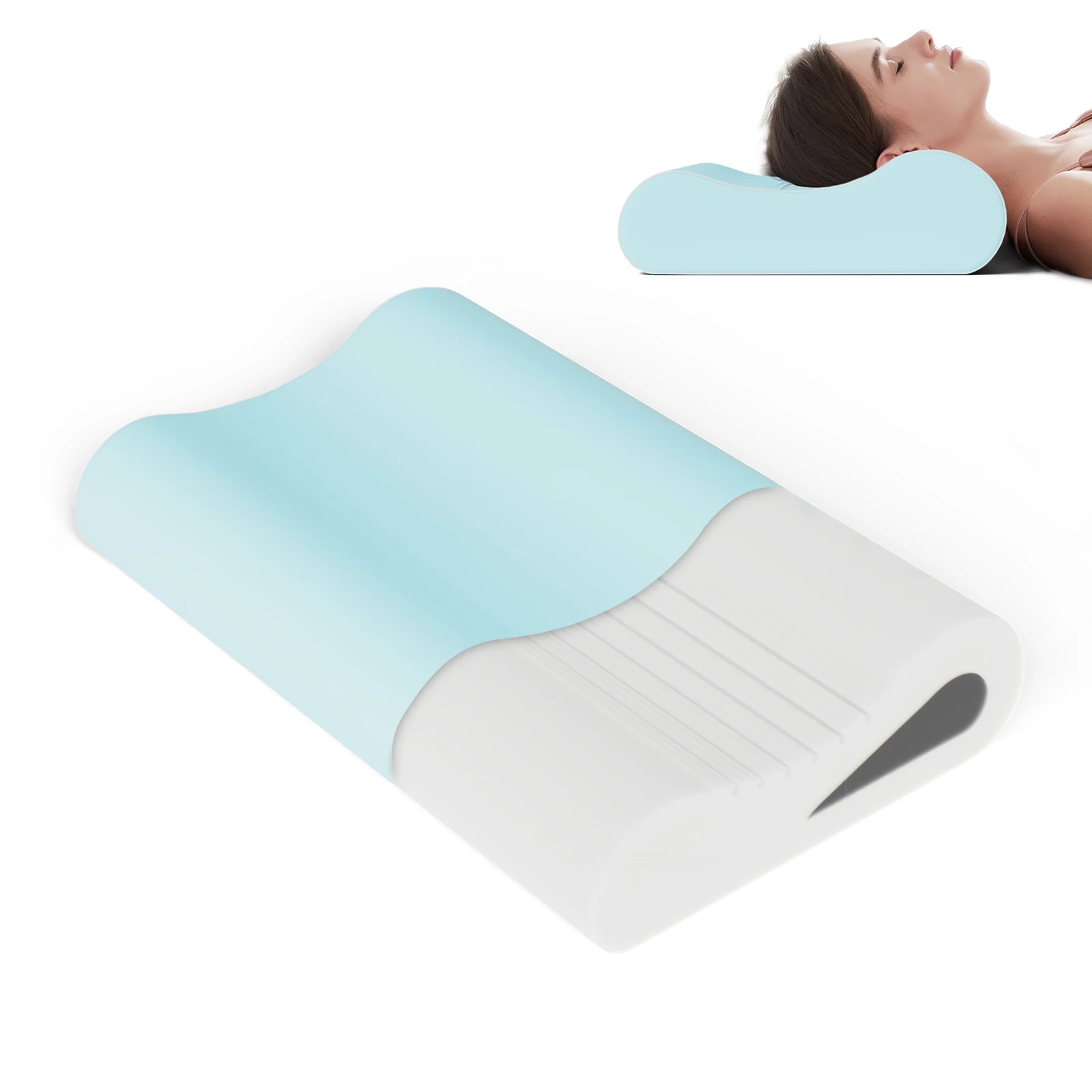 Ergonomisches Nackenkissen, Memory Foam Kissen, Kopfkissen zur Linderung von Nackenschmerzen Sandwichkissen,  60x38x12/10cm