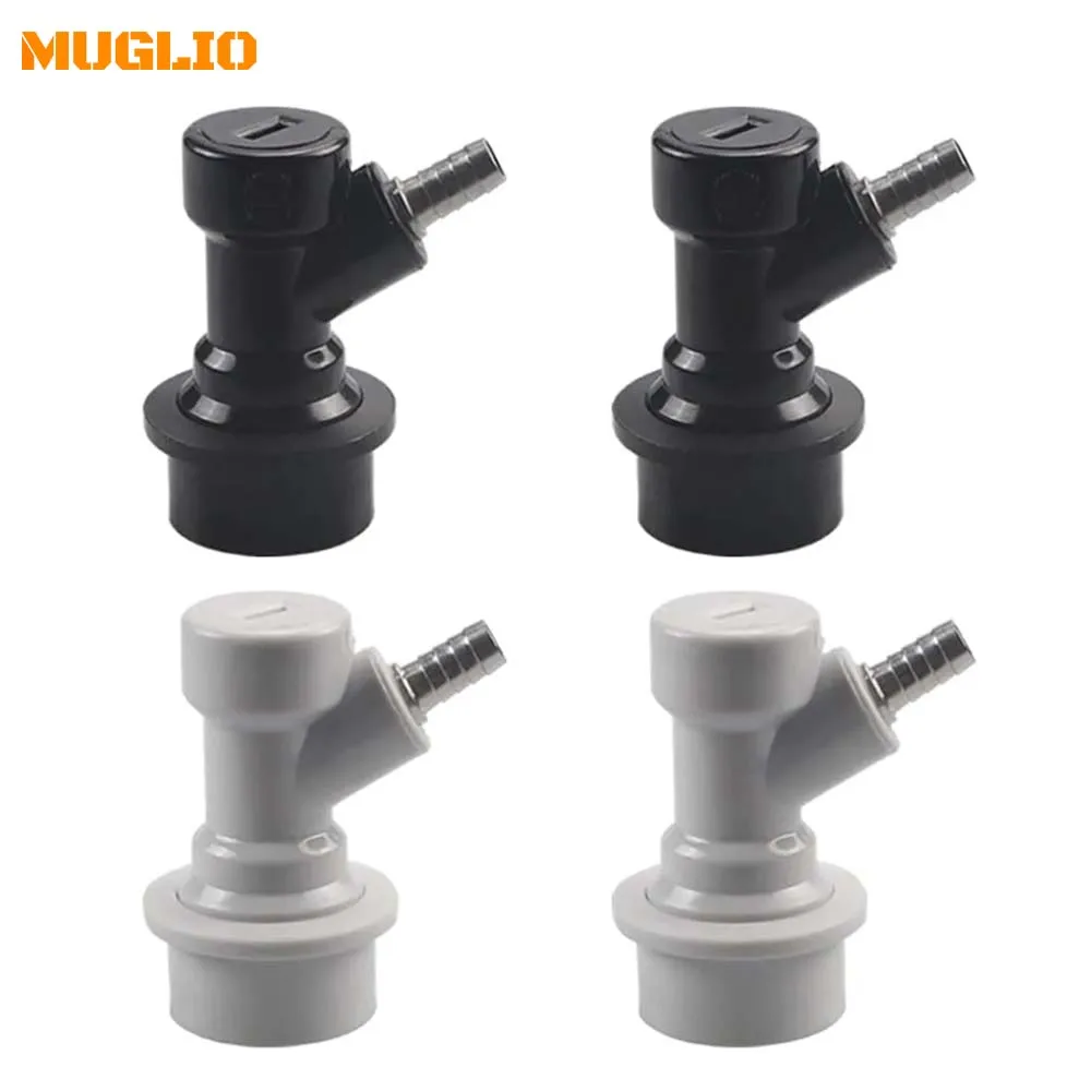 MUGLIO 2 Pair Ball Lock keg couplers Barb Gas&Liquid Beer Quick Disconnects Sets Black for Liquid,2 PCS Gray for Gas