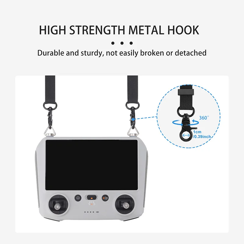 Ganchos duplos corda de suspensão com fivela, pulseira de couro pescoço, colhedor para DJI, Mini 4, 3Pro, Mavic3pro, Air3, controlador 2S, RC 2, RC Pro Plus
