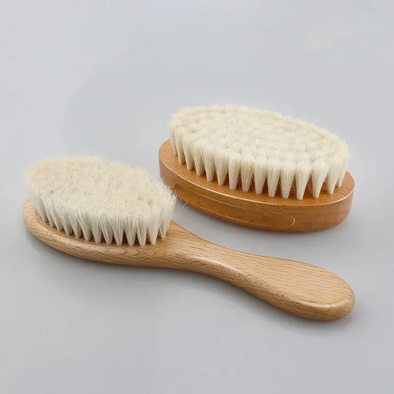 New Baby Care Pure Natural Wool Baby Wooden Brush Comb Brush Baby Hairbrush Newborn Hair Brush Infant Comb Head Massager