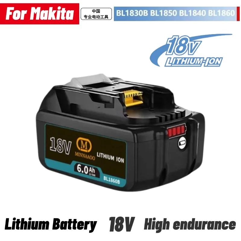 

18VBL1860B 6AH For Makita 18V Battery Power Tools Li-ion Replacement LXT BL1860 BL1850 for 18 V Screwdriver with BMS MINNAAOO