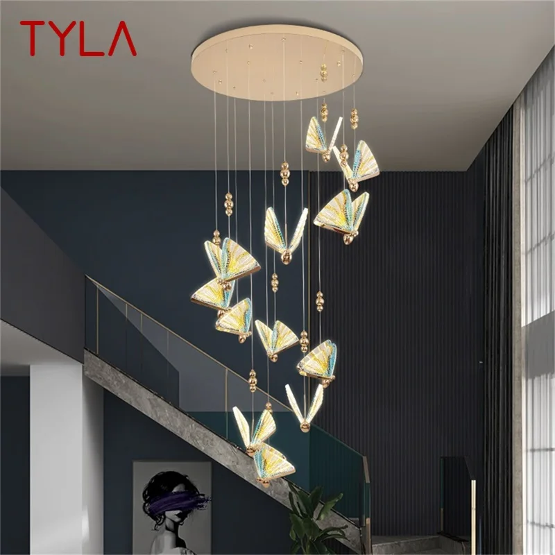 

TYLA Nordic Butterfly Chandelier Lamps Fixtures Modern Pendant Lights Home LED for Stairs Hall