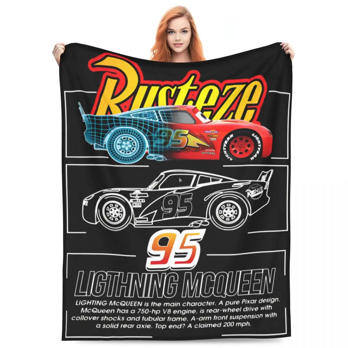 

Resteuz 95 Lightning McQueen Cars Blanket Super Warm Comfortable Plush Throw Blanket For Bedroom Camping Flannel Bedspread