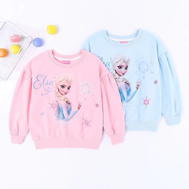 2024 New Quality Cotton Disney Tee Shirt Girl Tops for Children T-shirt Girls Long Sleeve Kids Tops Frozen Elsa Clothes 2-8Y