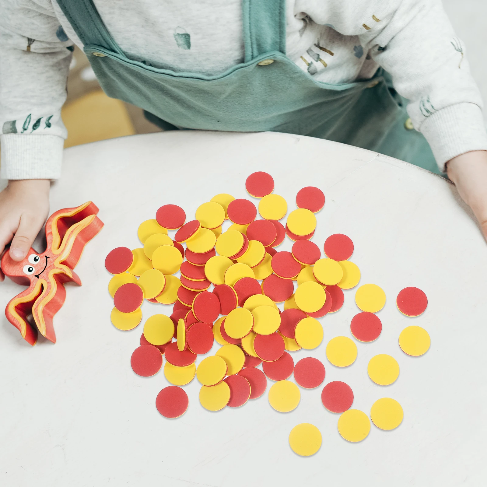 100개 EVA 이중 색상 원형 수학 카운터 칩 유아 교육용 숫자 인지 능력 학습 도구