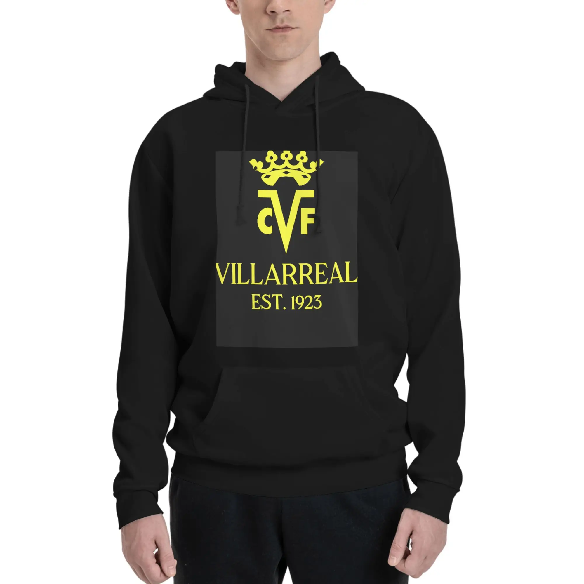 

Желтая толстовка Villarreal с начесом и флисовой подкладкой, в ретро-стиле Гонконга, с буквенным принтом, худи