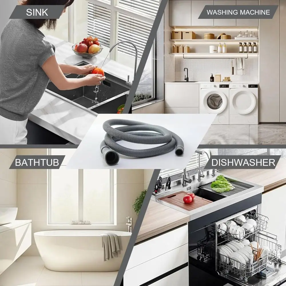 Professional EVA Washing Machine Drain Hose Flexible 1m 3 Meters 5m Washer Discharge Tube Corrugated Tube Extension Pipe Kitchen