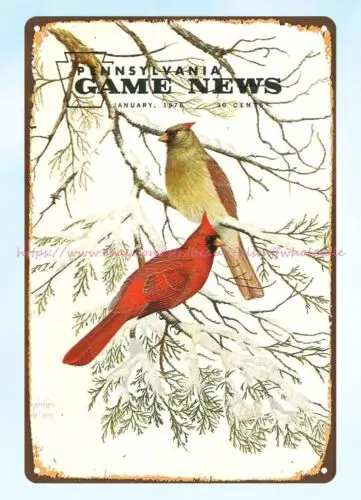 plaque metal wall hangings 1976 Pennsylvania Game News Cardinals metal tin sign