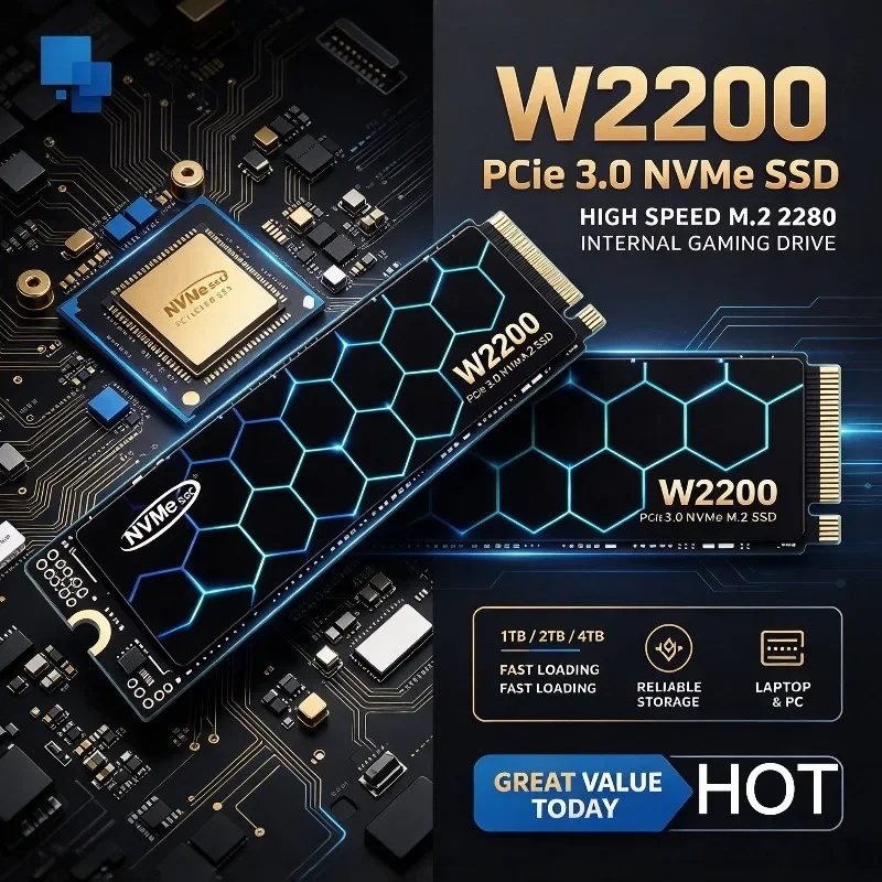 PCIe 3.0 W2200 SSD NVMe M.2 2280 High Speed 1TB 2TB 4TB Internal Solid State Drive Gaming Drive Works for Laptop PC Hard Disk
