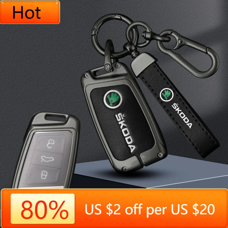 

Наклейка на автомобиль Skoda 2025, новая кожаная наклейка из цинкового сплава, автомобильный смарт-брелок с дистанционным управлением, чехол, сумка для Skoda Superb A7 Kodiaq Protector S
