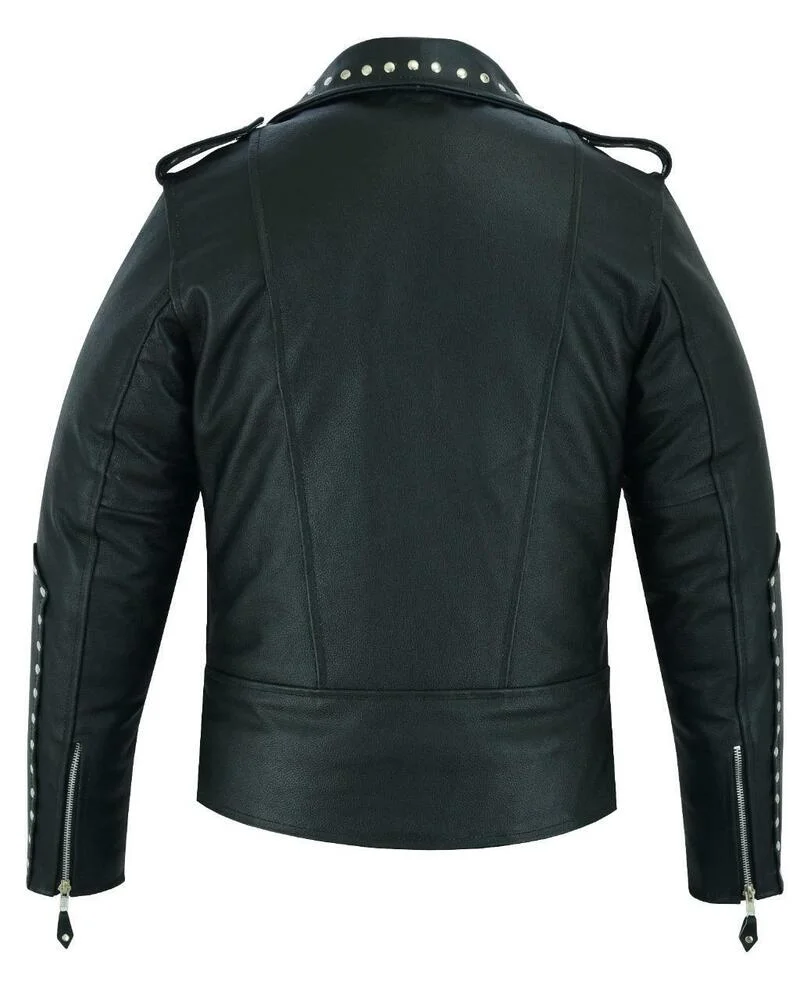 Veste en cuir pour hommes, clous de moto classiques, tendances européennes et américaines