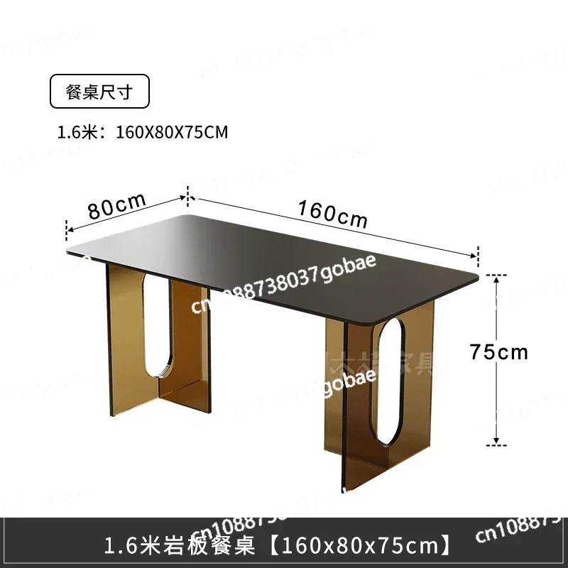 ZC cream wind acrylic pure black rock slab dining table medieval household rectangular dining table