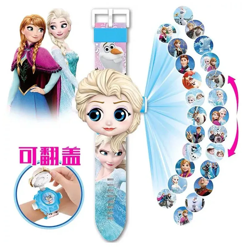 Disney Mcqueen Wrist Watch Children Watch 3D Projection Anime Cars Children Toy Mickey Minnie Frozen Digital Watch Birthday Gift