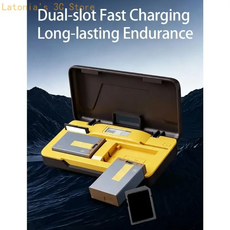 Battery Chargers Case with Double Charging Slot, Usb C Power Input, Battery Storage Box for R50 RP 200D Camera Battery Charging