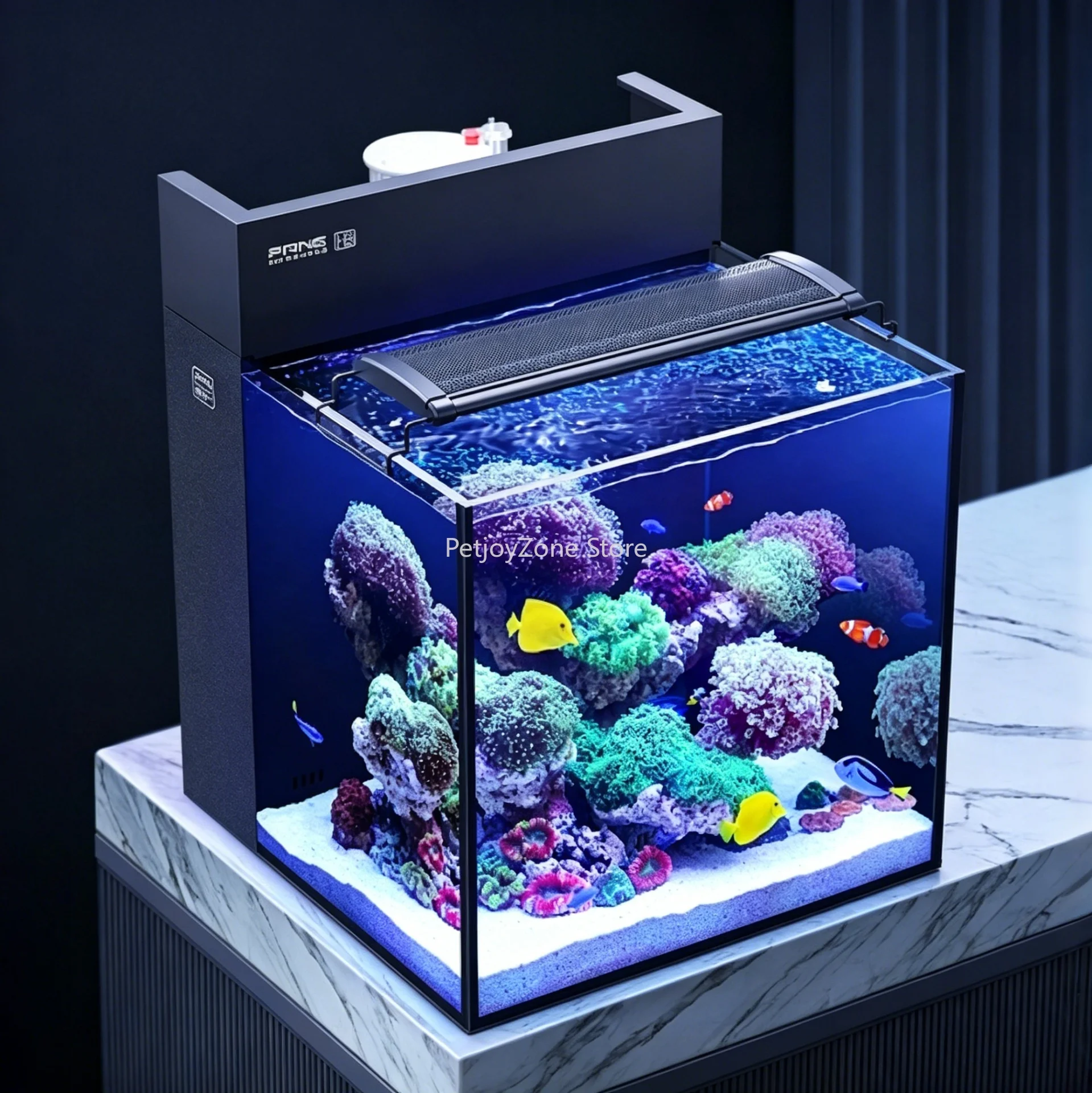HB Series Back Filter Marine Aquarium Complete Set Ultra Clear Glass Coral Fish Tank Desktop Saltwater Tank