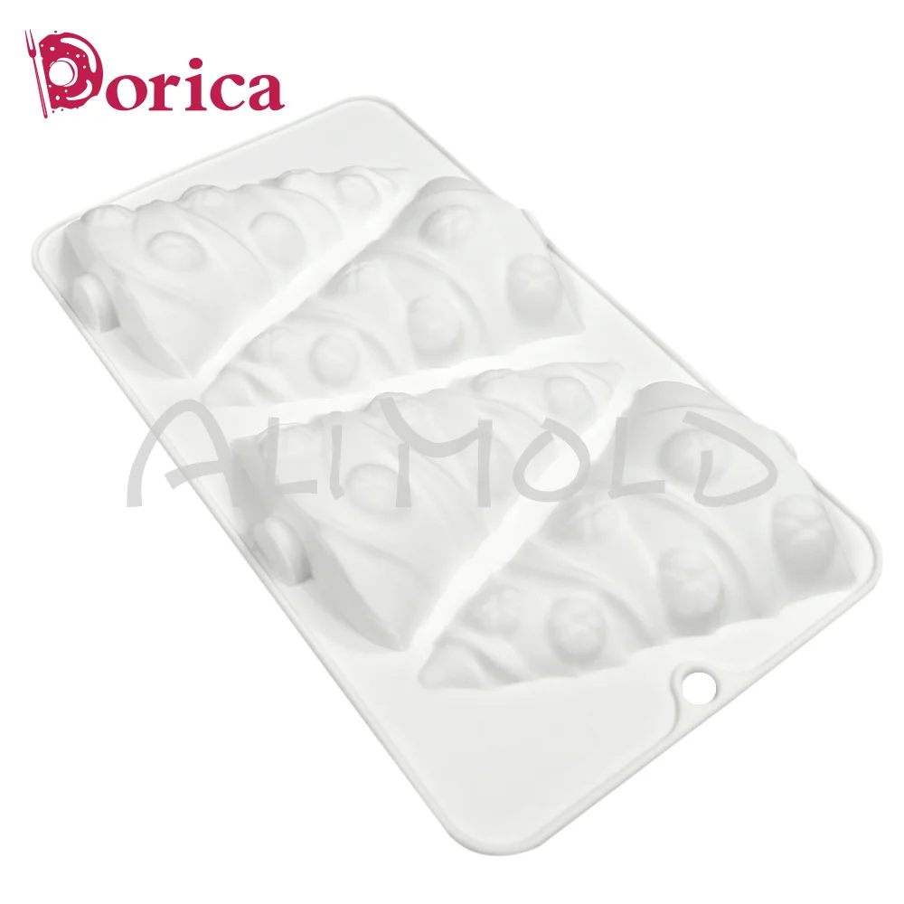 Dorica 4 Cavity 3D Christmas Tree Design Mousse Mold Chocolate French Dessert Pastry Silicone Mould Cake Baking Decorating Tools