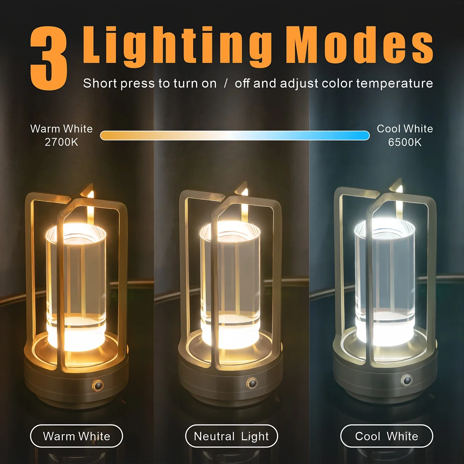 Nightlight Rechargeable Led Cordless Table Lamp Desk Lamps Camping Atmosphere Light Restaurant Bedside Night Light