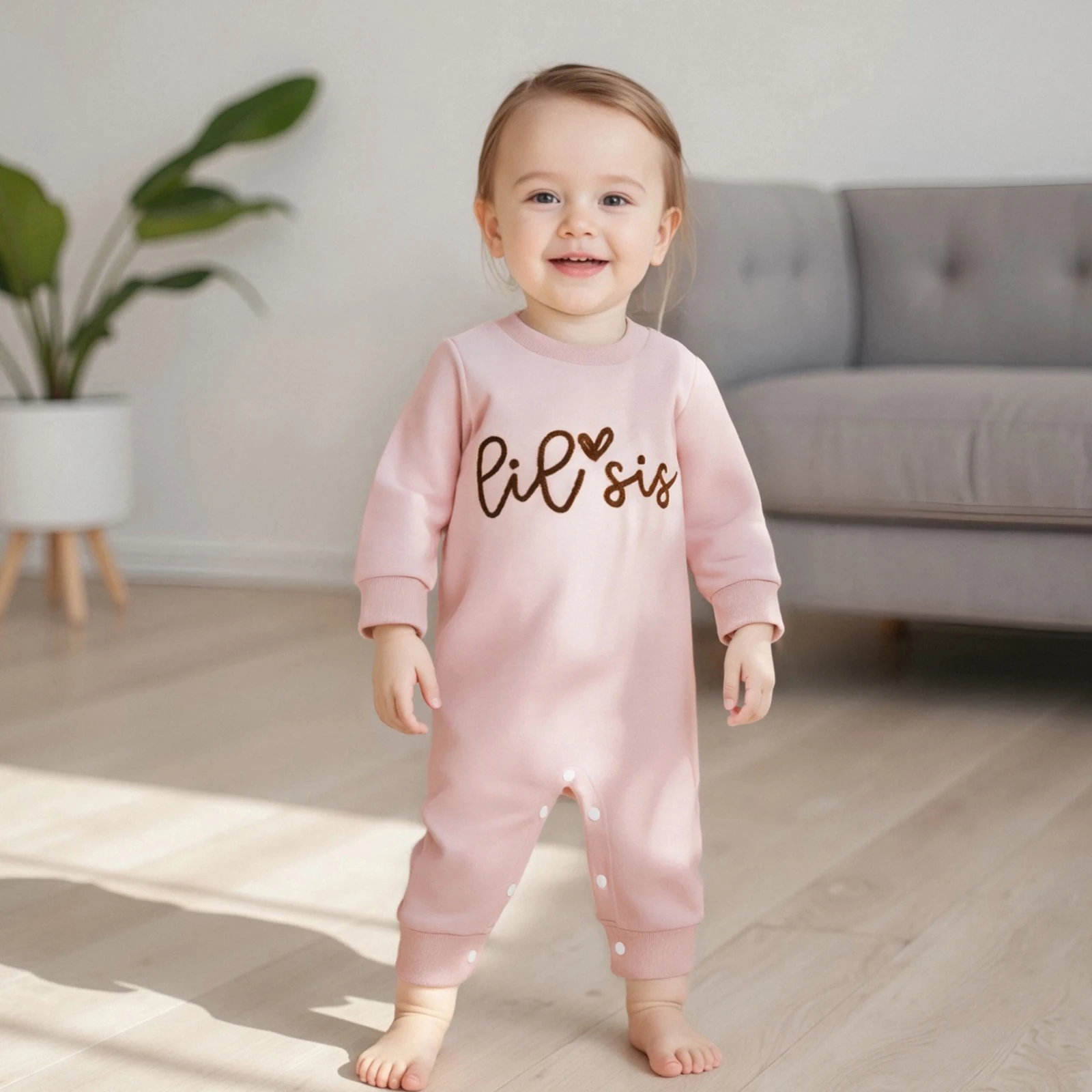 

Baby Girl Romper Heart Letter Print Crewneck Long Sleeve Jumpsuit Cute Winter Fall Newborn Clothes