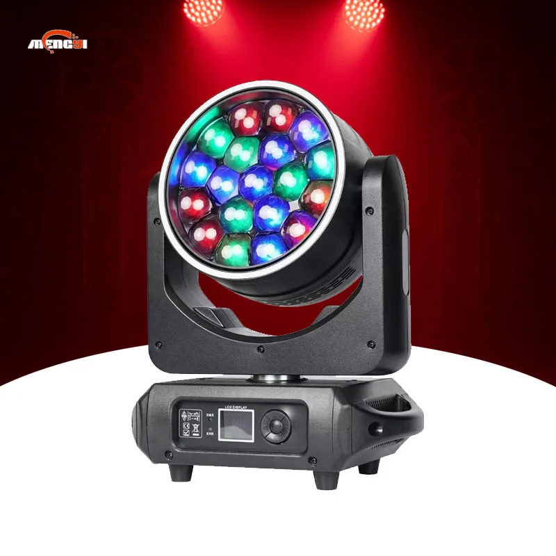 

19pcs RGBW Zoom Wash Beam Moving Head LED DJ Light DMX512 Sound Activated Stage Lighting for Wedding