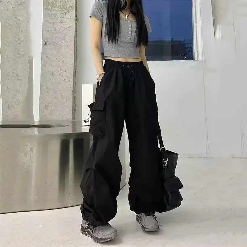 Y2K Women Streetwear  Korean Harajuku Parachute Track Pants Men Tech Sweatpants Wide Leg Joggers Trousers Clothes 2025 New