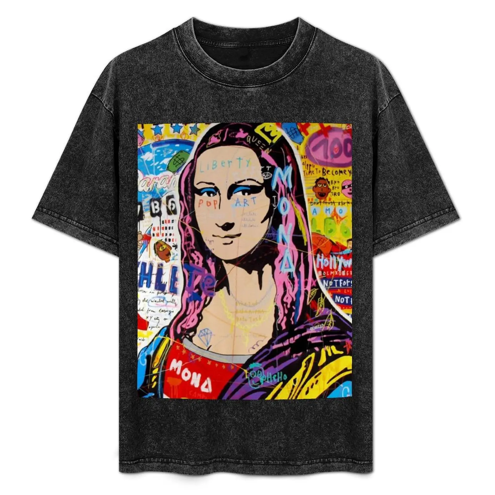 Футболка Monalisa в стиле поп-арт, модные рубашки большого размера, футболка большого размера, роскошная мужская одежда