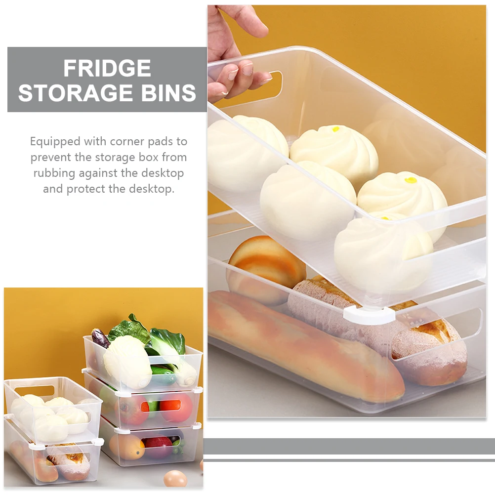 

2pcs Refrigerator Storage Bins Containers Fridge Stackable Corner Pads Small Large Clear Food Preservation Kitchen Tool