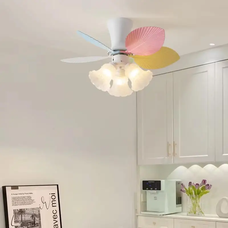 French Retro Master Bedroom Fan Light Cream Style Light Luxury High-end Ceiling Fan Light Dining Room Living Room Study Ceiling
