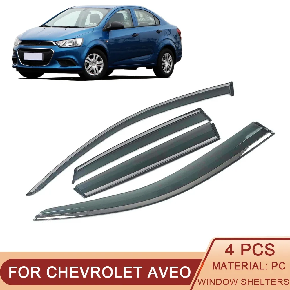 

For CHEVROLET AVEO SONIC T300 Sedan 2011-2019 Car Window Sun Rain Shade Visors Shield Shelter Deflector Cover Trim Frame Sticker