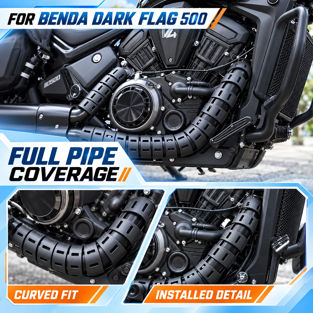 Black Exhaust Heat Shield Cover For BENDA Dark Flag 500/600/950, Modified Exhaust Decor Accessories