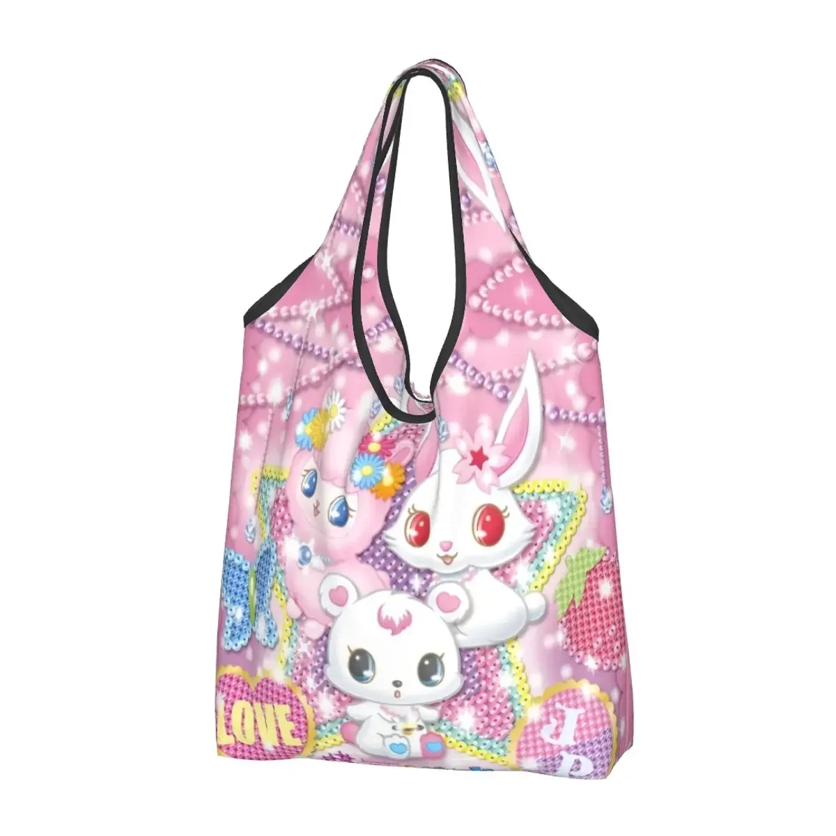 Custom Cartoon Jewelpet Sanrio Japanese Anime Groceries Tote Shopping Bag Women Funny Shopper Shoulder Bag Handbags