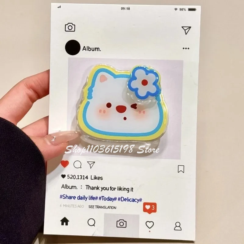 

Cute Cartoon Dog Rotate Phone Stand For iPhone Samsung Universal Accessories Griptok Adhesive Phone Holder Finger Ring Grip Tok