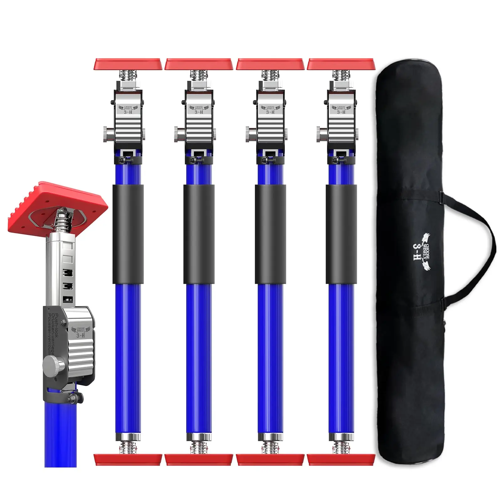 3-H 4-Piece All-Steel Adjustable Telescopic Extender 165lb Heavy Duty Jack for Cabinet Installation/Workshop/Garage