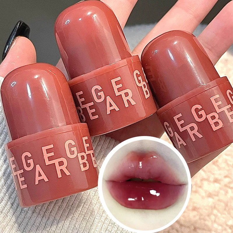 Waterproof Bear Seal Mirror Lipstick Lasting Moisturizing Non-Stick Cup ClearLip Glaze Jelly Transparent Korea Makeup Cosmetics