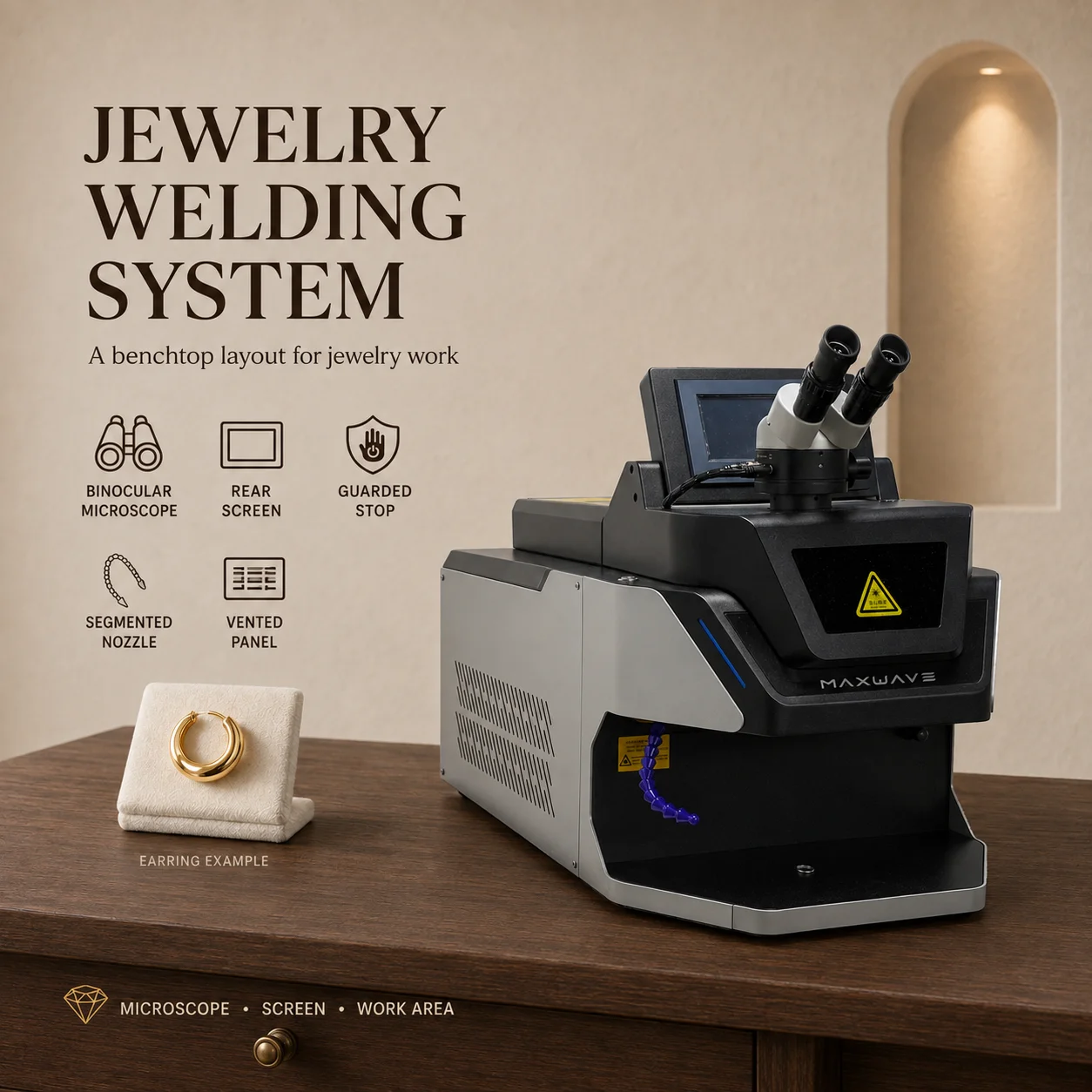 MAXWAVE 200W YAG Jewelry Laser Welder with CCD 10X Microscope for Gold and Silver Repair