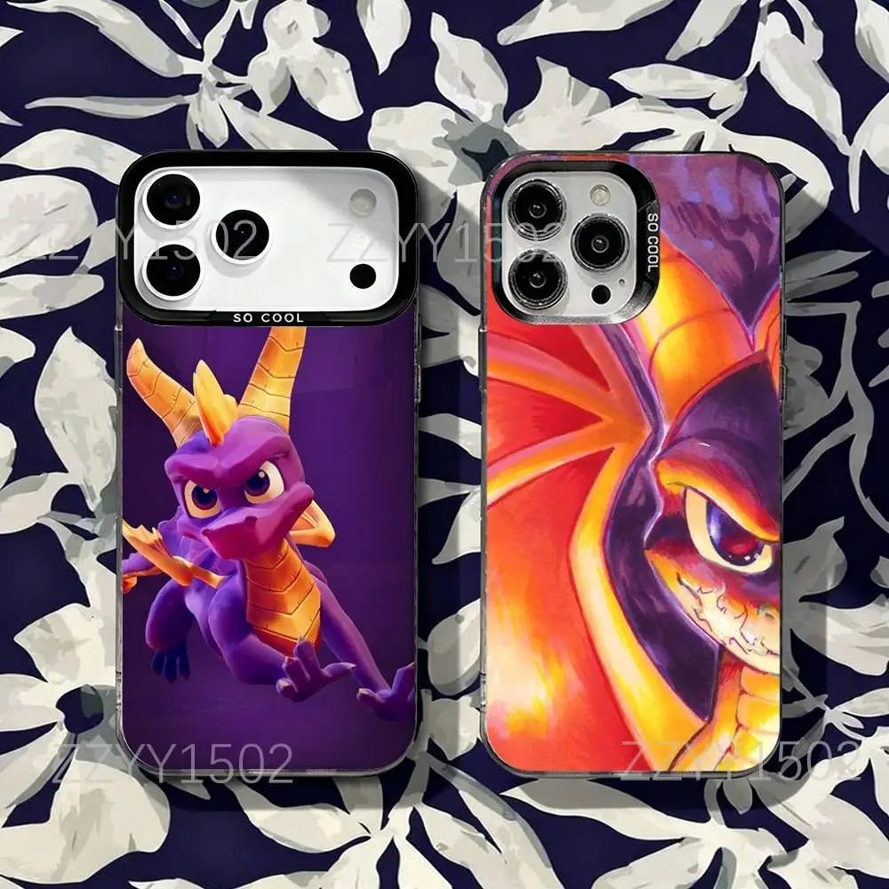 حافظة هاتف Game S-SpyroS the Dragon لهاتف iPhone 17,16,15,14,13,12,X,8,Pro,Max,Plus,SE4,Air, Mini HD Black IMD Matte #1