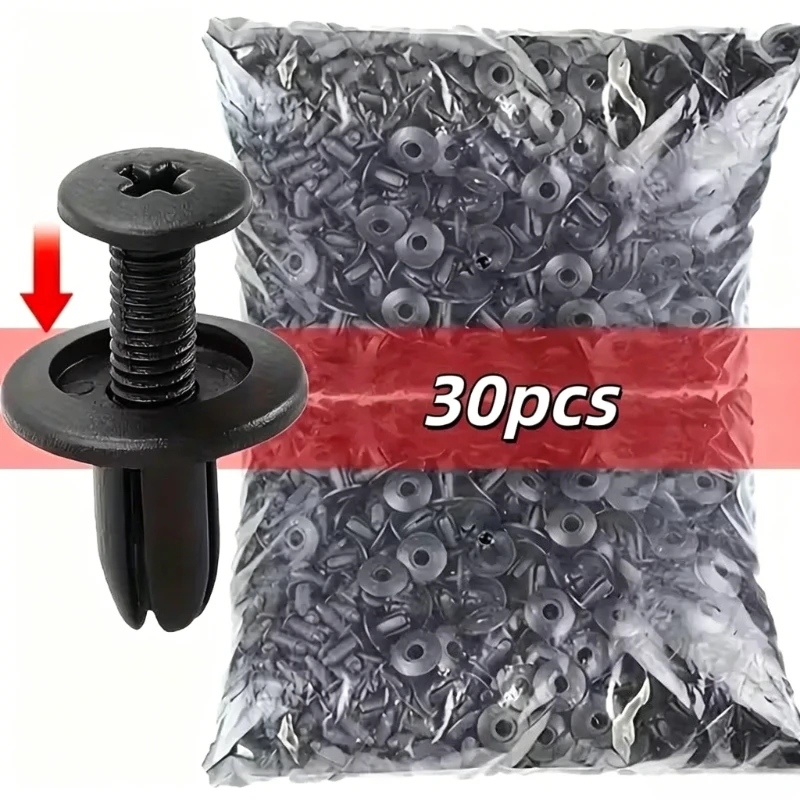 100/50/30 Stück 8mm schwarze Kunststoff-Autonietclips, Auto-Stoßstangen-Kotflügel-Befestigungen passend für Toyota Kia Nissan Ford Focus – Detail 7