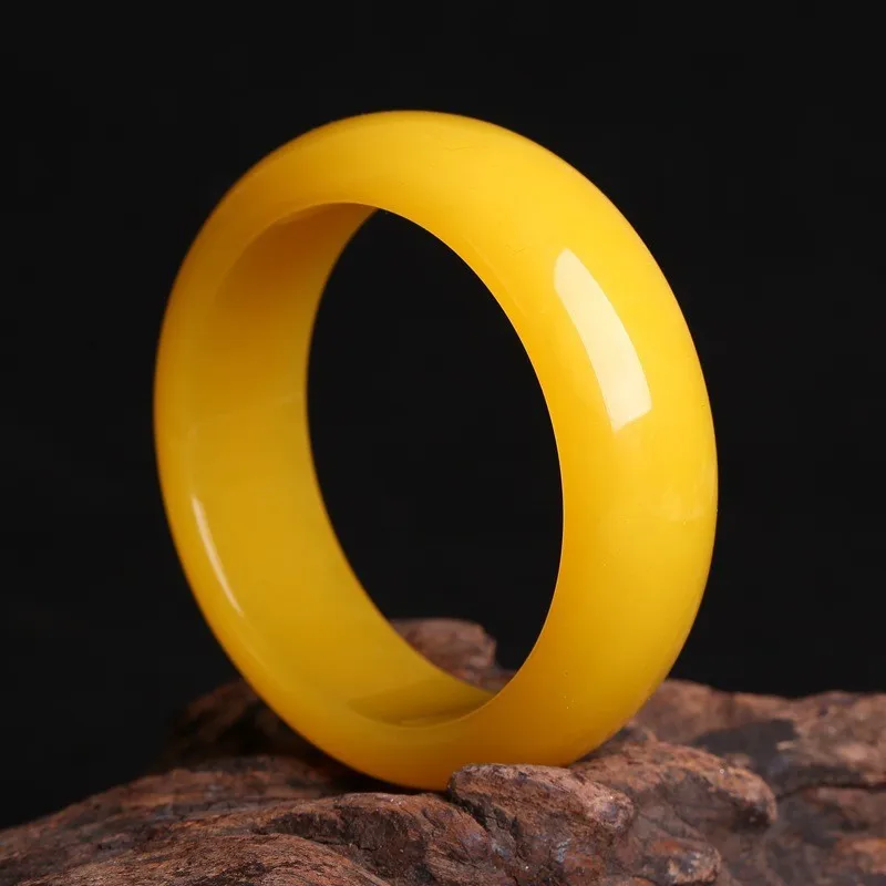 Classic Simple Yellow Flat Bar Ladies Bracelet medium wide strip beeswax chicken oil yellow bracelet