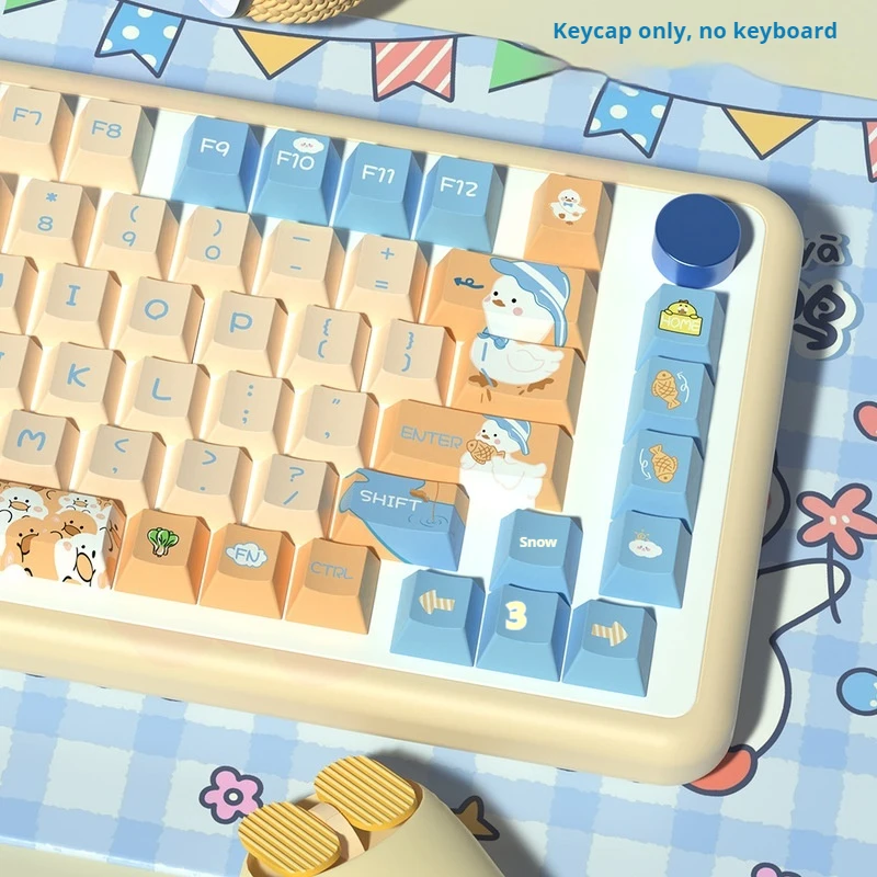 Cute Duck Themed Keycap138/158 Key Cherry Profile Pbt Hot Sublimation Mechanical Keyboard Animation Peripheral Game Keycap