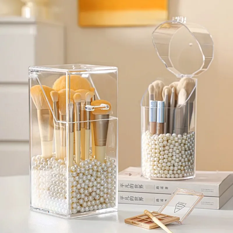 

1pc makeup brush box, simple and transparent multifunctional makeup brush rack, simple, durable and practical Make up sponge