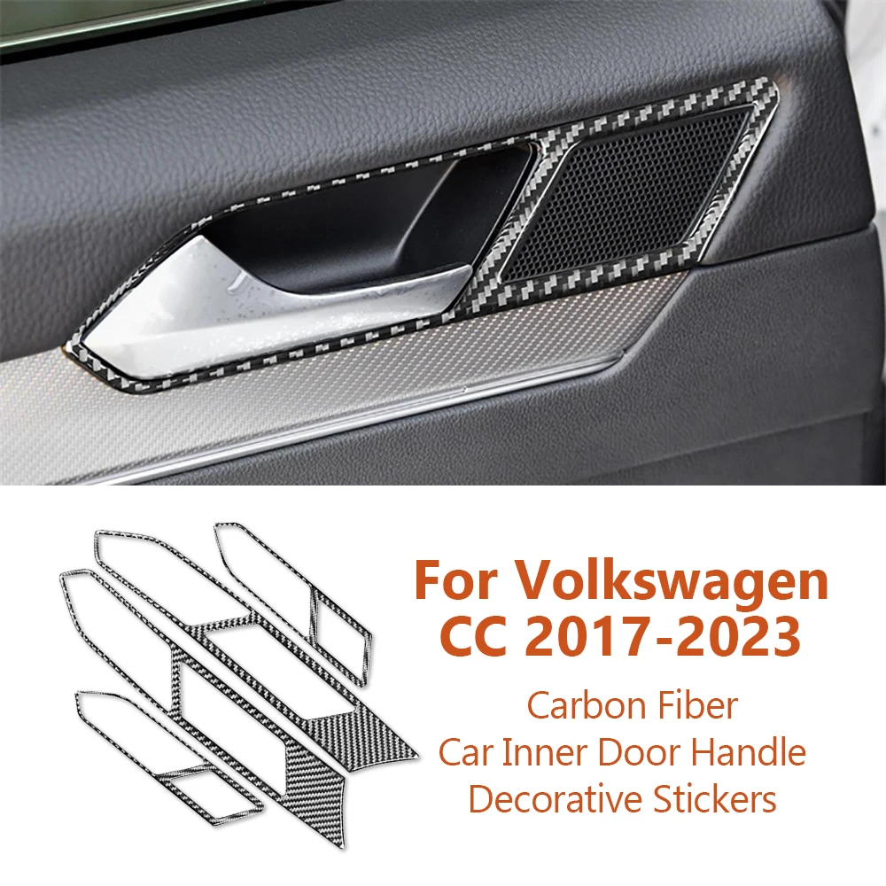 

For Volkswagen VW CC 2017-2023 Car-Styling Carbon Fiber Car Inner Door Handle Panel Decorative Stickers Auto Interior Accesorios