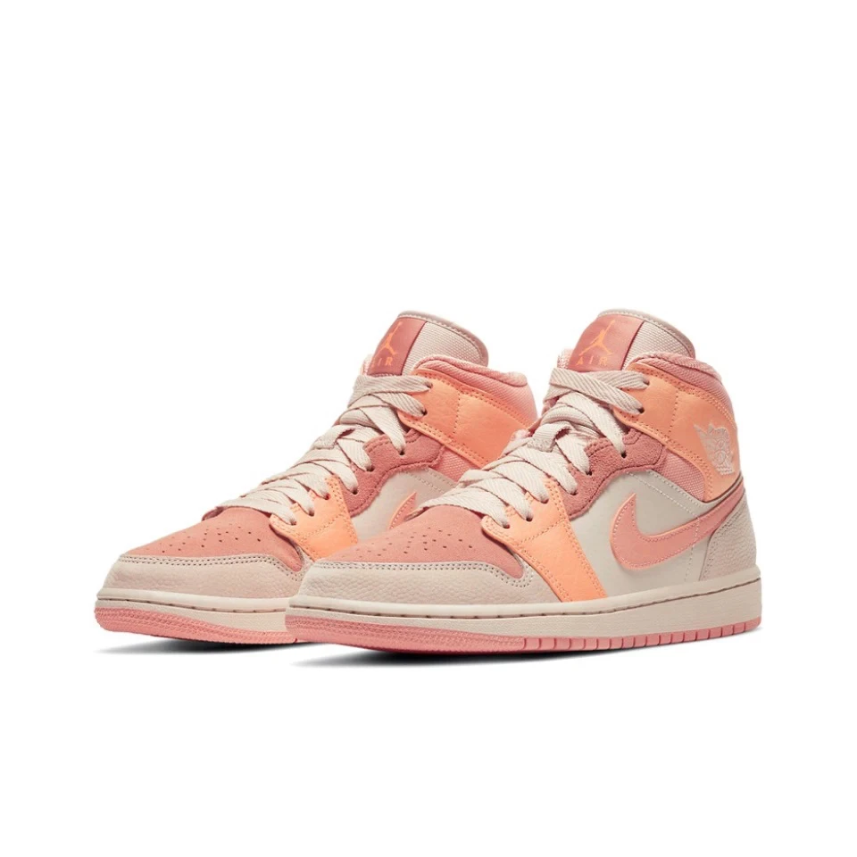 Oryginalny Air Jordan 1 Mid \'morelowy oranż\' różowy kolor GS rozmiar dla kobiet Retro Classic buty do koszykówki buty DH4270-800