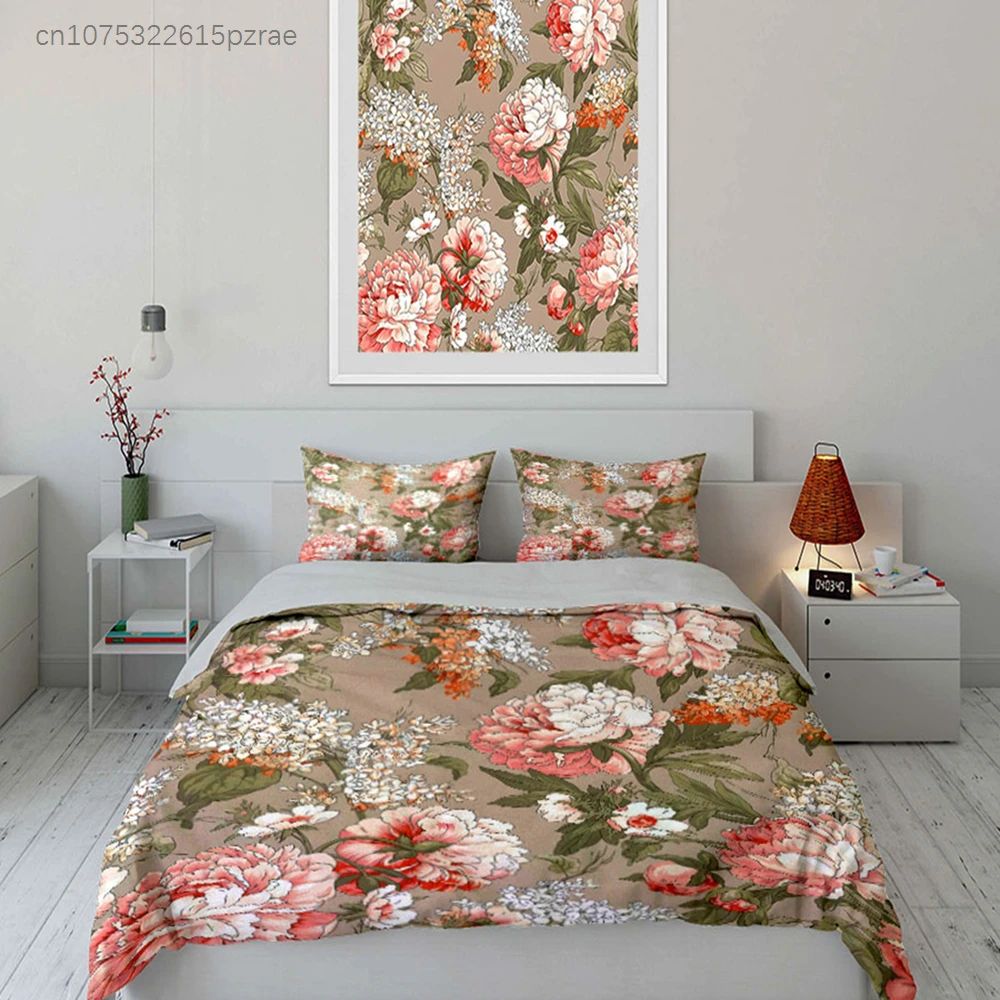 Floral Pattern Three-Piece Set Multiple Sizes kid's And adults' Bedroom Exquisite 3PC Bedding set, Gift 4