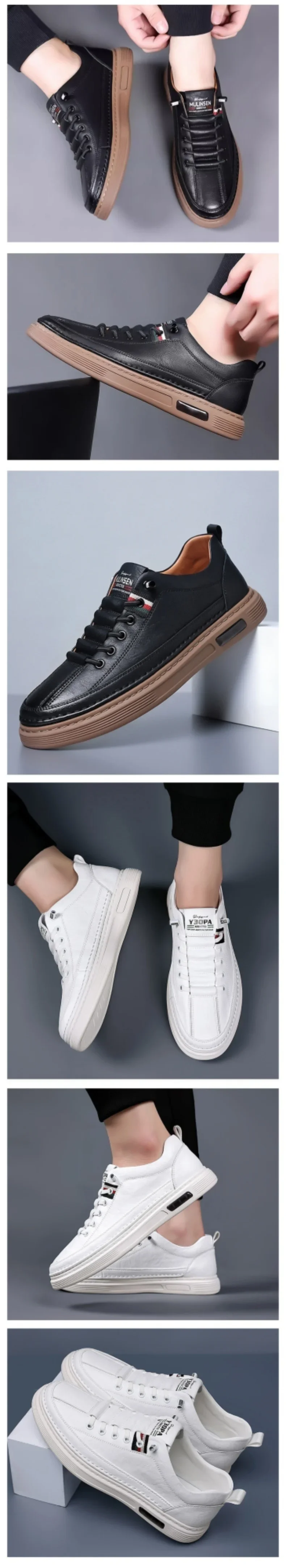 Herren-Freizeitschuhe für Frühling und Herbst, druckentlastende, atmungsaktive, schnürlose Lederschuhe, superweiche und strapazierfähige Herren-Board-Schuhe – Detail 13