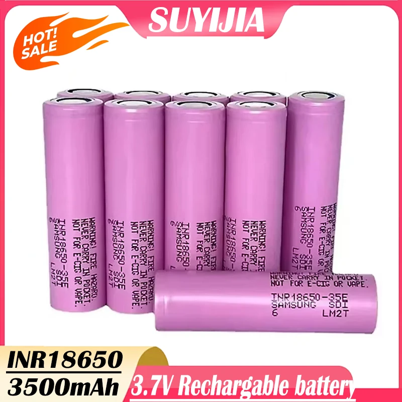 New 18650 Battery 3.7V Rechargeable 35E 25A Discharge 3500mAh High Power 18650 Lithium Ion for Screwdriver Flashlight Battery