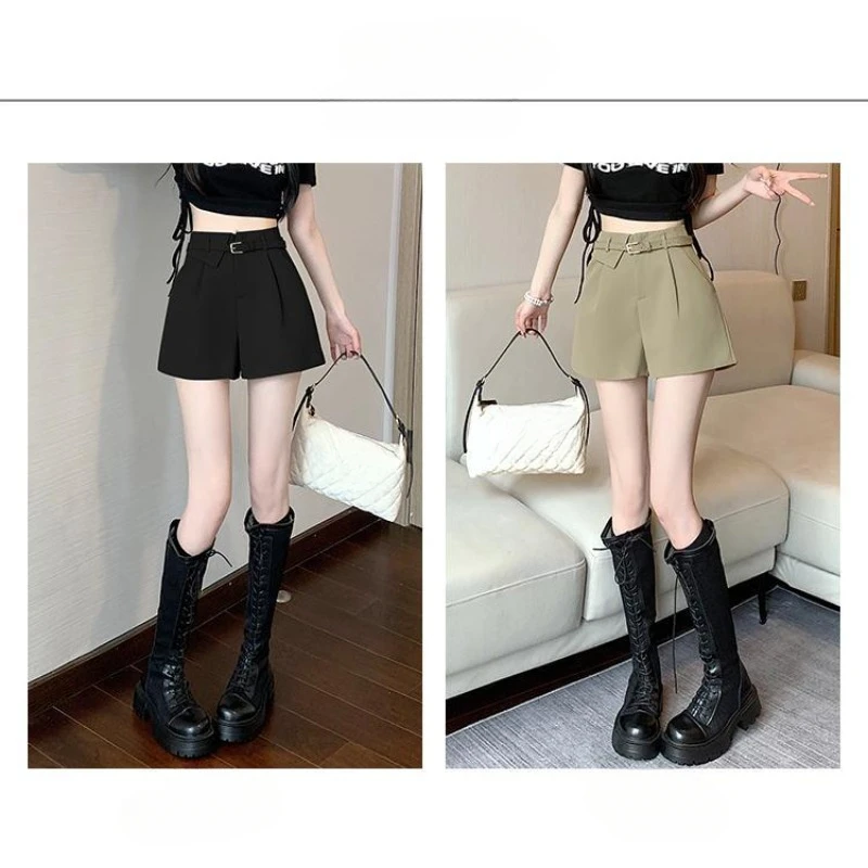 Women's Summer Style Wear Spring Fashion Slimming All-in-one A-line Pants Wide Leg Casual Pretty Pants High-waisted Suit Shorts