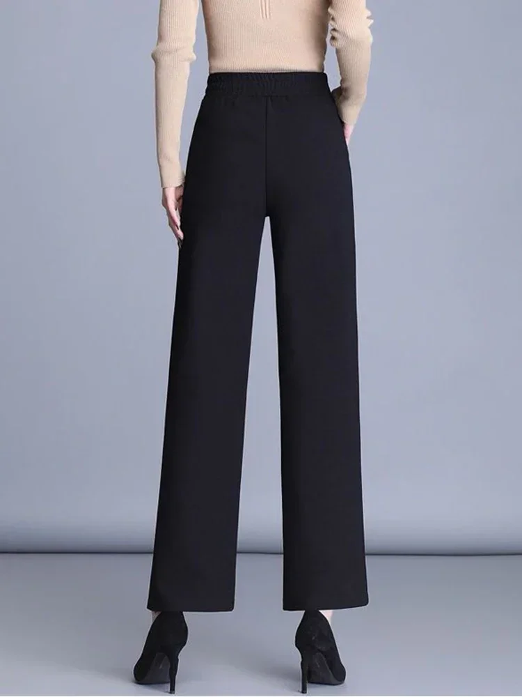 Plaid Office Straight Pants Women Big Size 4xl Korean Casual Baggy Pantalones High Waist Formal Wide Leg Trousers New LJ283