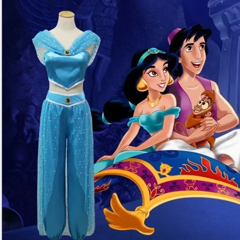 Nieuwe volwassen meisje Aladdin's lamp jasmijn schattig kostuum jurken prinses kostuums voor de Halloween Party buikdans anime meisje