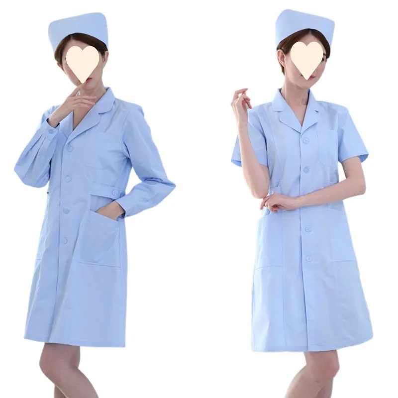 

Nurse's Short Women's Long Sleeved Winter White Coat, Experimental Beauty Doctor's Work Uniform, Thick Fit, Round Neck, Student