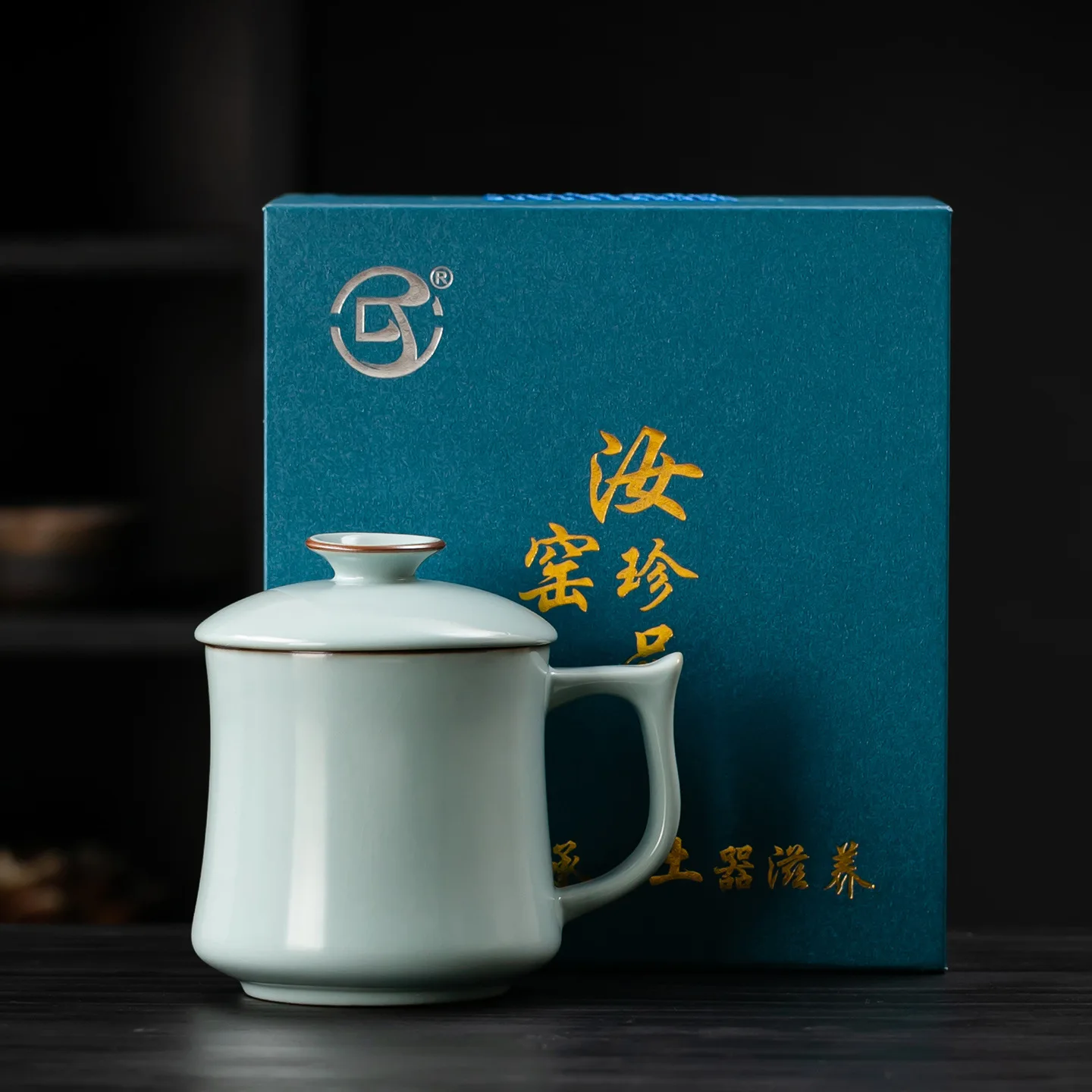 

Ru Ware Cup Simple Tea Office Brewing Water Person Ceramic Mug with Lid Gift