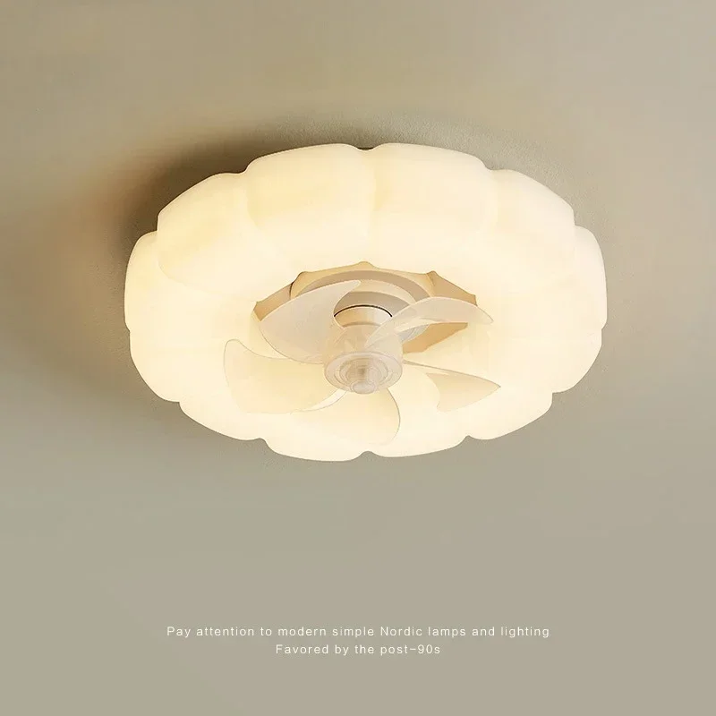 Nordic Mike Cream Lamp for Bedroom Restaurant Ceiling Small  Hardware Fan  Children's Room  Household De